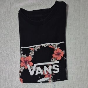 Vans Black Tee with Red Floral Design